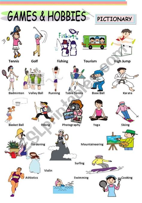 GAMES AND HOBBIES : 3 of 3 - ESL worksheet by jhansi | Hobbies ...