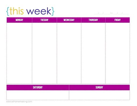 1 Week Printable Calendar