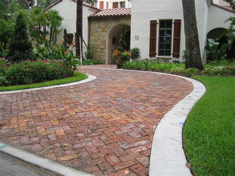 Clay Brick Pavers, Driveway Pavers Orlando, Florida | Driveway landscaping, Driveway design ...