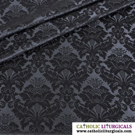 Black Damask Fabric - Black Church Damask Fabric