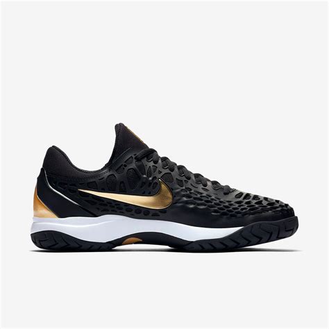 Nike Mens Zoom Cage 3 Tennis Shoes - Black/Metallic Gold - Tennisnuts.com