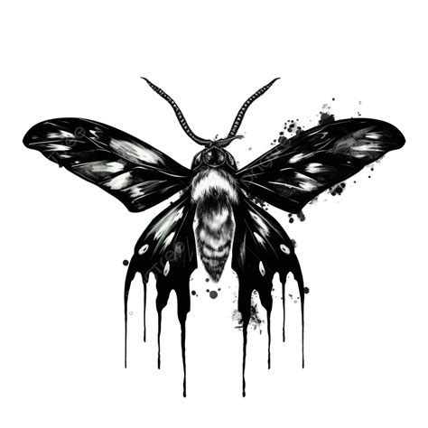 Deaths Head Moth In Ink On White, Halloween Design Elements, Butterfly Tattoo, Moth PNG ...