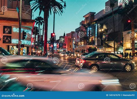 Hollywood Boulevard at Night. Editorial Image - Image of june, city ...