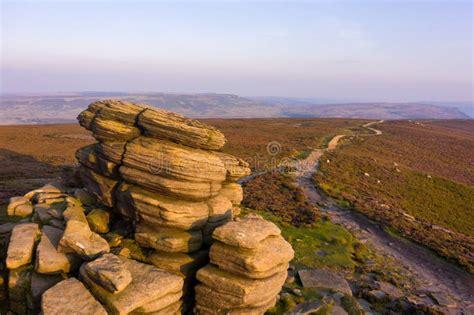 Beautiful Sunset Over the Wheel Stones Found Near Derwent Edge in the Peak District National ...