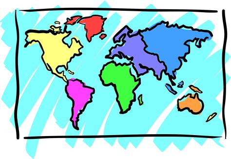 Fresh World Map Cartoon 1 | World map outline, World map, World map with countries