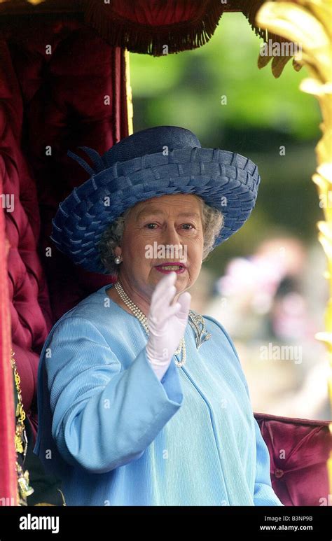 Queen Elizabeth Golden Jubilee June 2002 Golden Jubilee celebrations the Queen rides down the ...