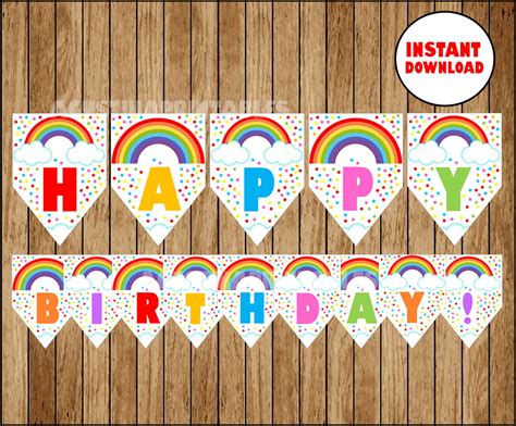 Rainbow Birthday Banner Rainbow Happy Birthday Banner - Etsy