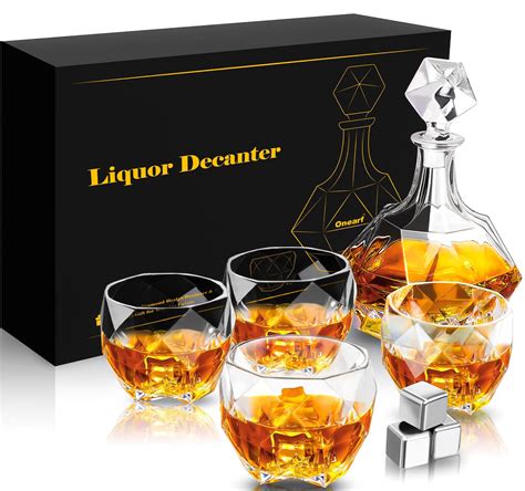 Buy Onearf Whiskey Decanter Sets, 870ml Crystal Liquor Decanter with ...