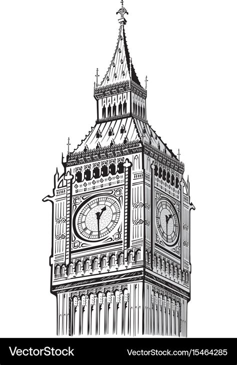 Detail big ben tower london symbol england Vector Image