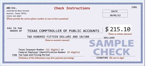 Written Check Example