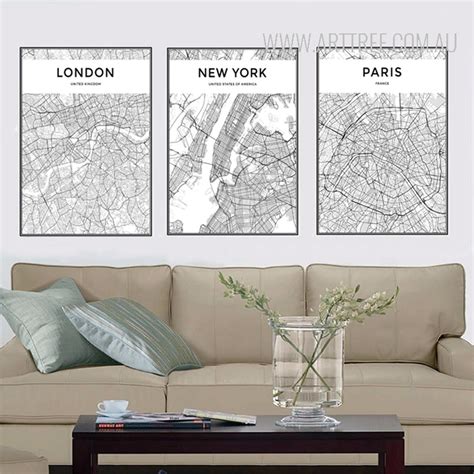 London, New York, Paris Map - arttree.com.au