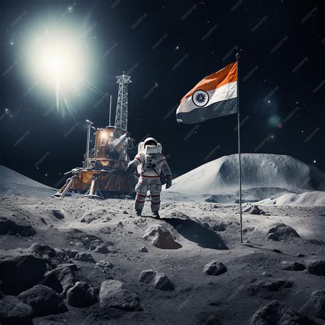 Premium Photo | Illustration of Indian flag landing on moon