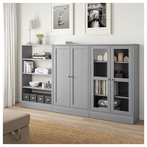 HAVSTA Storage combination w/glass doors - dark brown - IKEA | Living room storage cabinet, Ikea ...
