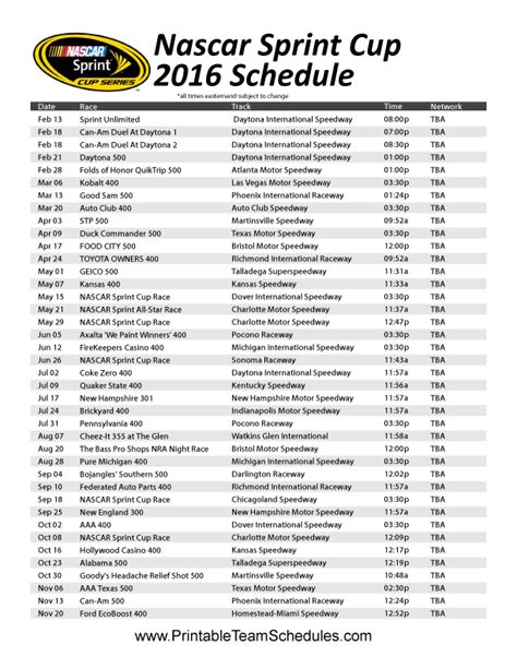 Nascar Cup Schedule 2024 Printable