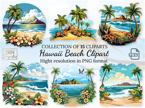 15 Hawaii Beach Clipart Collection With Free Commercial - Etsy