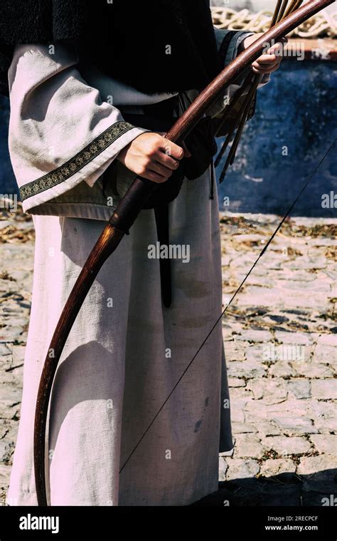 Obidos Medieval Fair characters in Obido, Portugal - medieval archer Stock Photo - Alamy