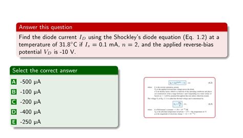 Solved Answer this question The Shockley's equation ID = | Chegg.com