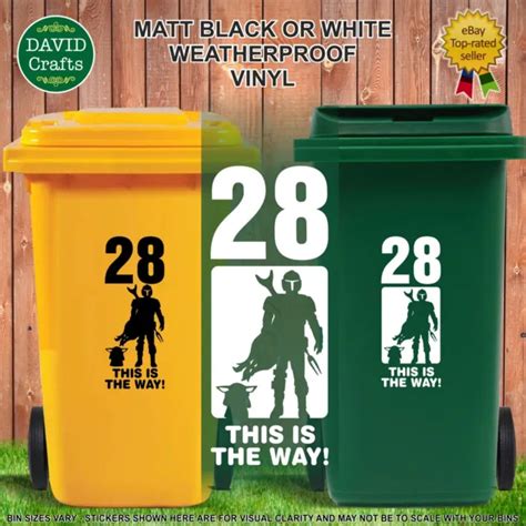 WHEELIE BIN NUMBERS & House Name Stickers - Weatherproof Vinyl - Mandalorian $3.71 - PicClick