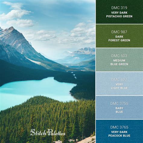 Peyto Lake - Embroidery Color Palette (With Thread Codes)