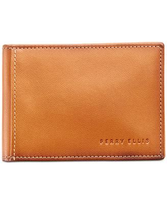 Perry Ellis Portfolio Men's Leather Front-Pocket RFID Wallet - Macy's