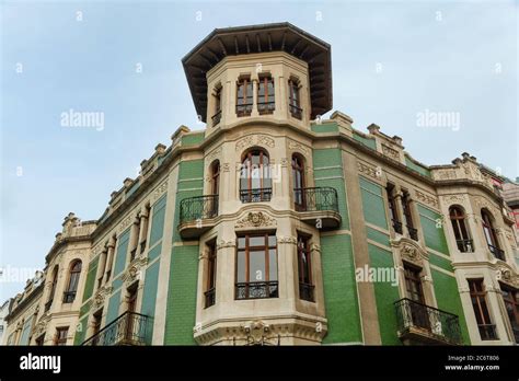 Oviedo, Spain - 11 December 2018: Art Nouveau architecture of Oviedo ...