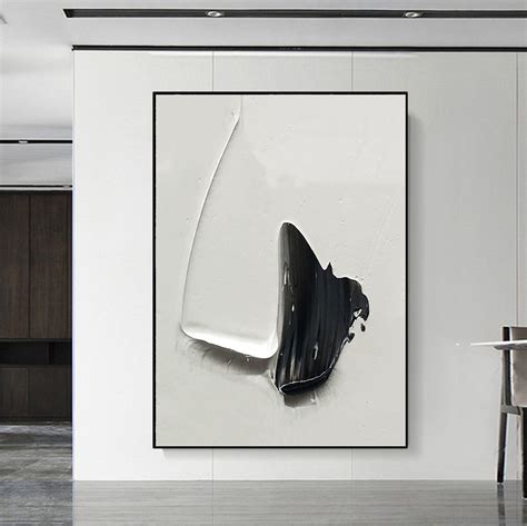 Large Black And White Painting Black And White Textured Art Minimalist ...