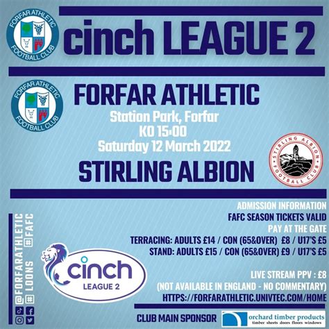 Forfar Athletic on Twitter: "⚽️ Match Preview ⚽️ 🆚 @Stirling_Albion 🏟️ Station Park, Forfar 🗓 ...