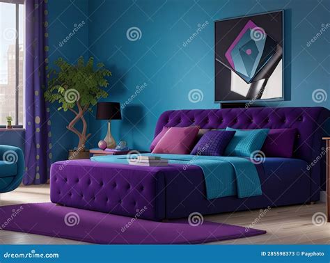 Modern Bedroom Interior with Bold Jewel-Toned Sofa: a Luxurious and ...