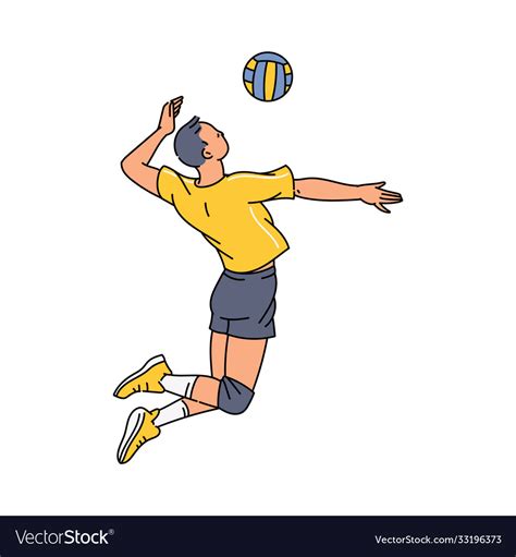 Volleyball player man jumping serving ball sketch Vector Image