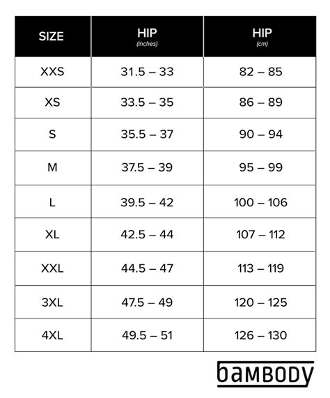 Size Chart - Bambody