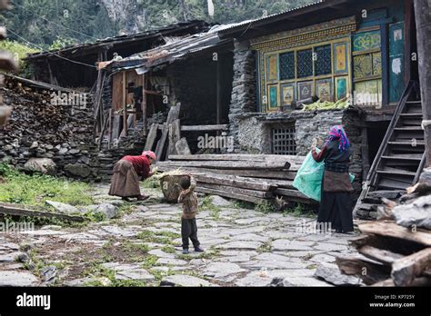 Life in a rural Nepali village, Manaslu Circuit, Nepal Stock Photo - Alamy