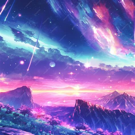 Premium Photo | Anime landscape with stars and planets in the sky ...