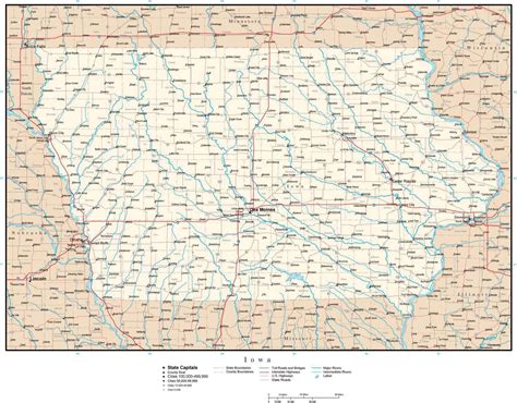 Iowa map in Adobe Illustrator vector format