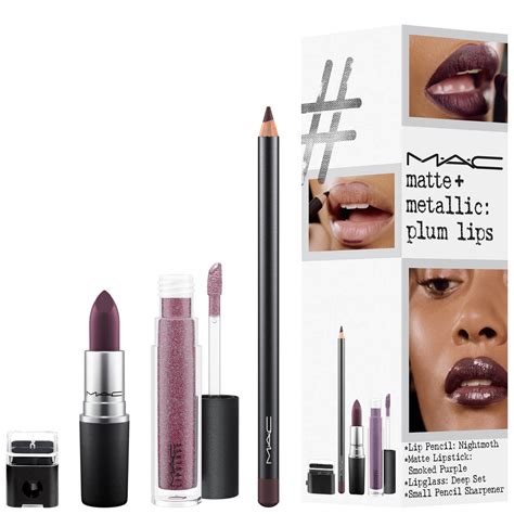 MAC Matte and Metallic Exclusive Lip Kit - Plum Lips (Worth £51.50 ...