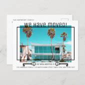 Simple Modern Black White Key Photo Moving Announcement Postcard | Zazzle