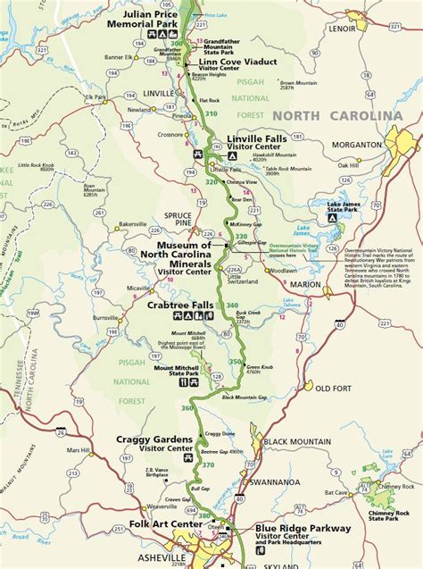 Blue Ridge Parkway Map - Asheville Area | RomanticAsheville.com | Blue ridge parkway north ...