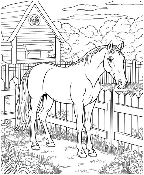 realistic horse coloring pages 27860463 Vector Art at Vecteezy