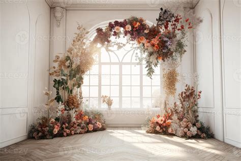 wedding backdrop aesthetic flower decoration indoor studio background 22324476 Stock Photo at ...