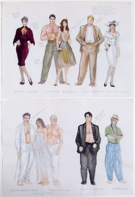 8 Original Theatre Costume & Set Paintings DON GIOVANNI