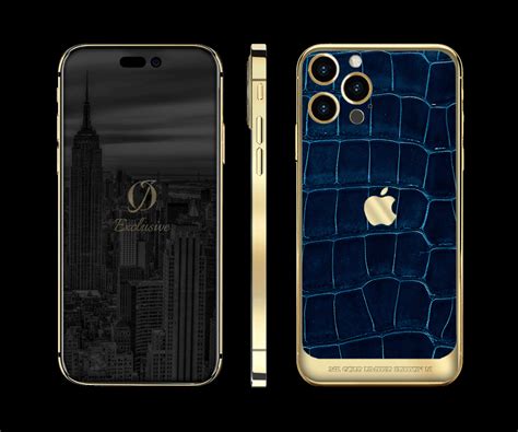 24k-gold-iphone-14-pro-max-crocodile-custom-design-blue - 24k gold ...