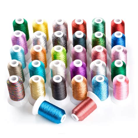 Popular 32 colors metallic embroidery machine threads, 500 meters each ...