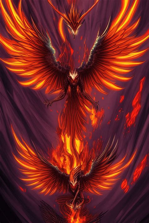 Phoenix Rising from the Fire Neo Tokyo Dark Fantasy Concept Art ...