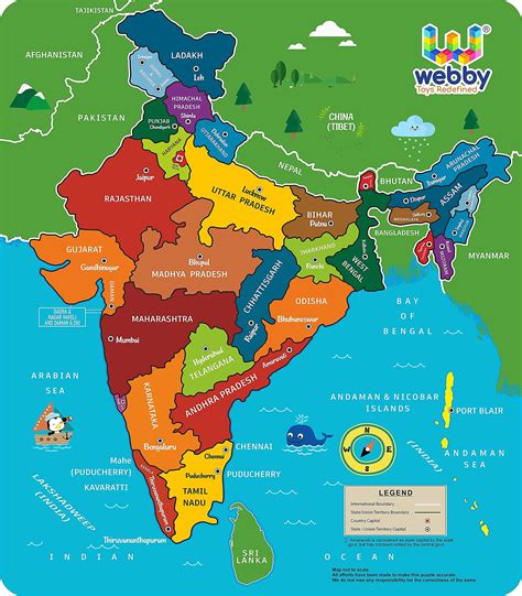 Webby Wooden Educational India Political Map States Capital Learning, Board Puzzle For 4, 5, 6 ...