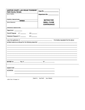 Small Claims Continuance Request - Las Vegas Justice Court - Fill and Sign Printable Template Online