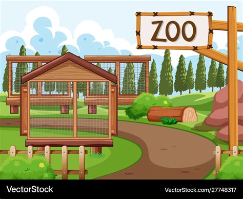 Background scene zoo park with many cages Vector Image