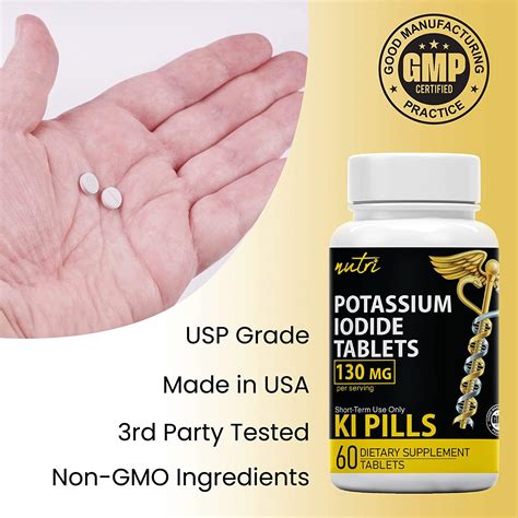 Potassium Iodide Radiation Tablets 130mg (60 ct) EXP 10/2032 - Anti Nuclear Fallout Pills - Ki ...