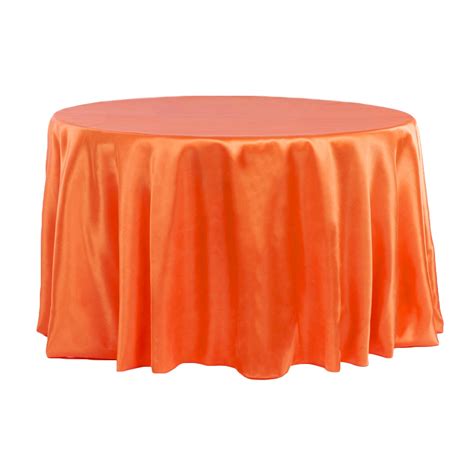 Satin 132 inch Round Tablecloth Orange at CV Linens