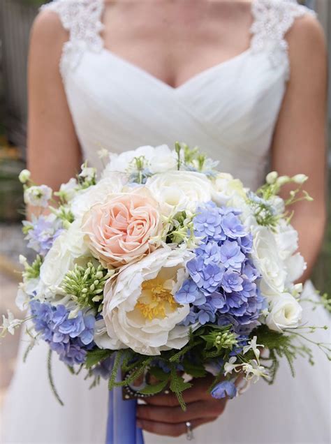 Blue Hydrangea Wedding Bouquet - jenniemarieweddings