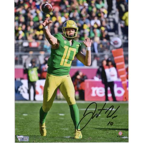 Justin Herbert Oregon Ducks Autographed 8" x 10" Throwing Photograph