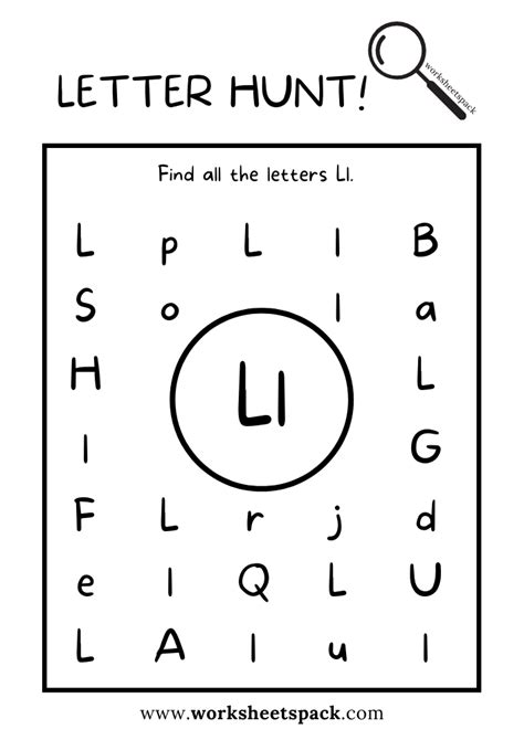 Find the Letter L Worksheet, Alphabet L Hunt Activity Free Printable ...